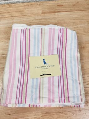 Pottery Barn Kids Sophie Striped Crib Bedskirt Colorful Pleated NOS Pastel